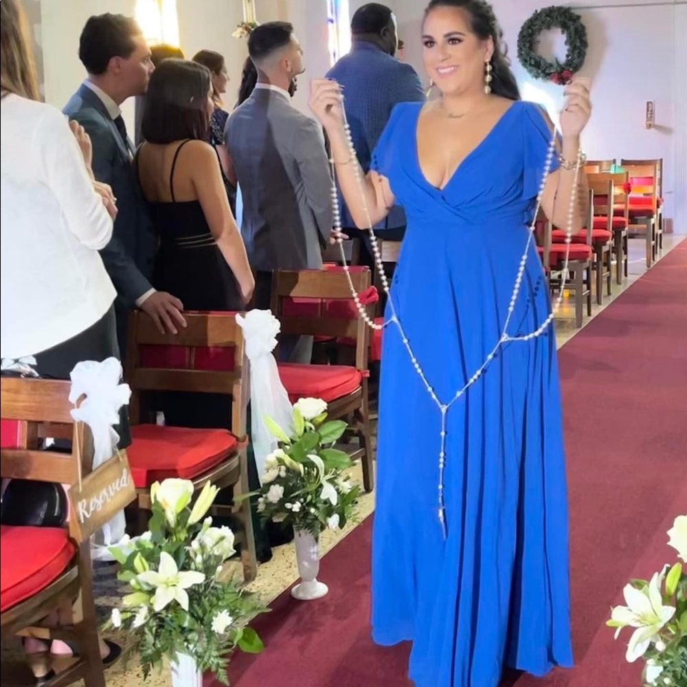 Royal blue bridesmaid dress from David’s bridal